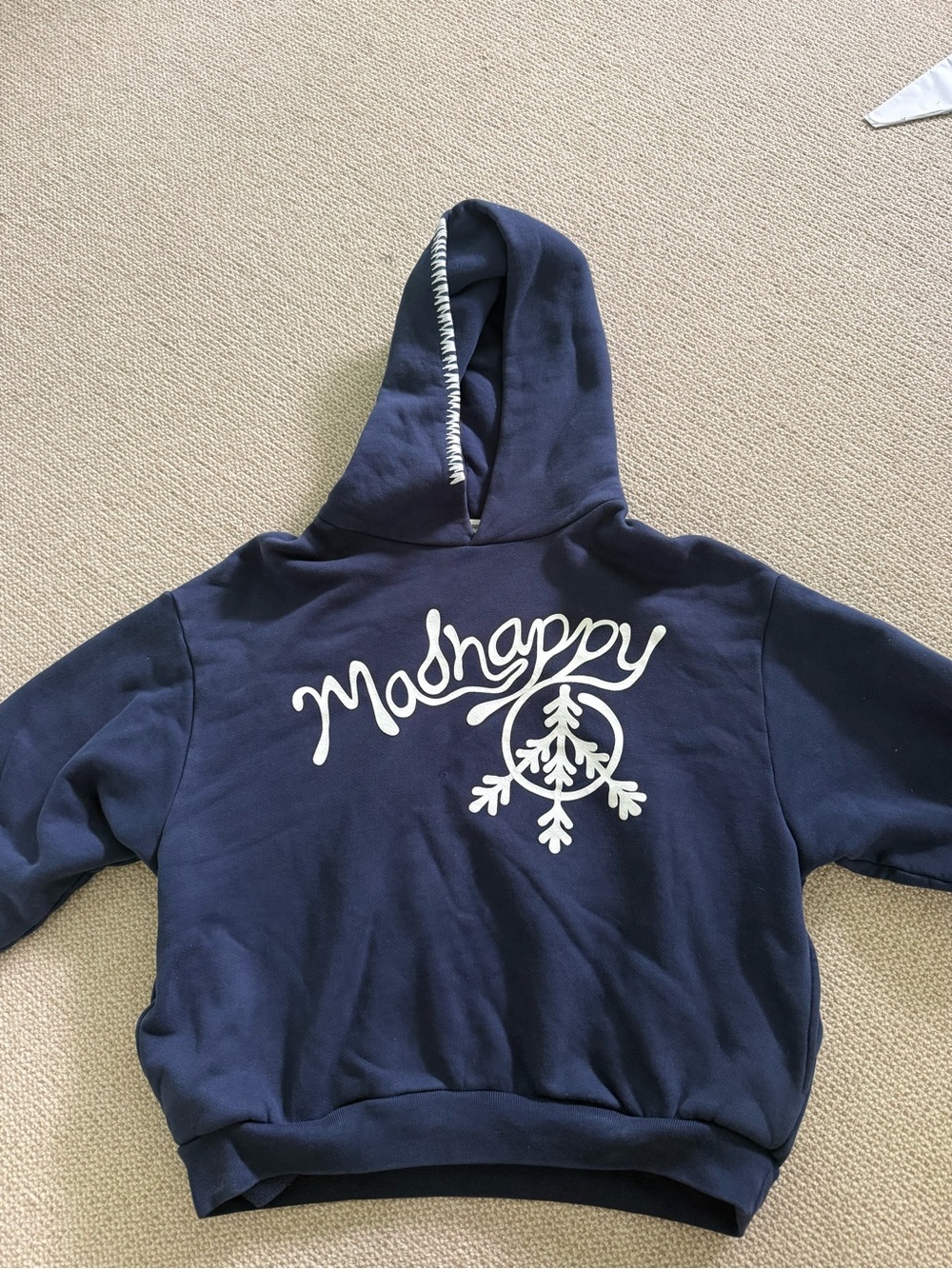 LIMITED EDITION ASPEN X Madhappy Navy Crewneck Hoodie with White Logo - Picture 3 of 3